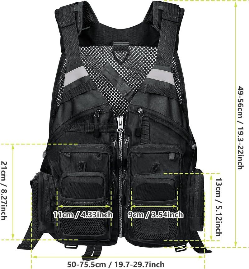Gonex Fly Fishing Vest for Men Women, Comfortable Adjustable Fishing Vest with Multi-Pockets Reflective Stripes - Image 2